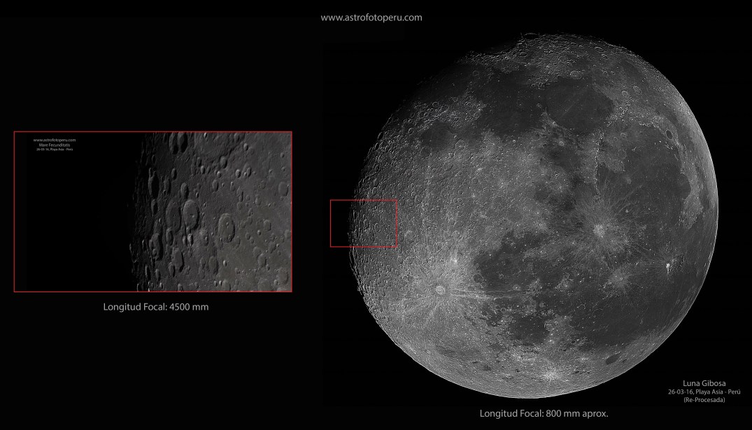 Luna Gibosa - 26.03.16 Asia - Comparación Longitud Focal - astrofotoperu